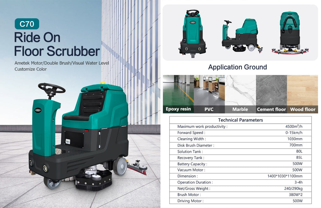 V70 40" Ride-On Floor Scrubber